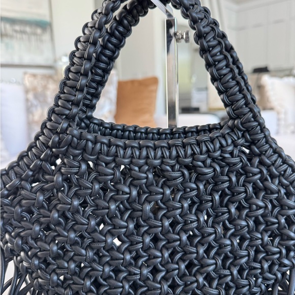Yuzefi Mini Woven Black Basket Fringe Bag NWT - Picture 9 of 12